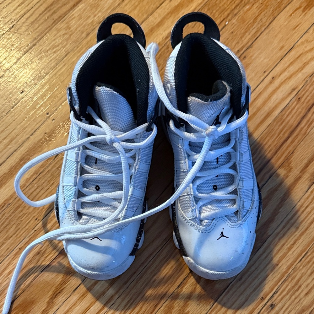 Kids White and Black Jordan Sneakers